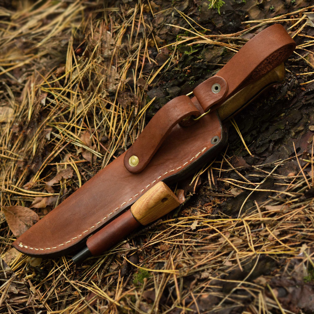 SHFerro Leather Sheath with Ferro Rod — High quality handmade camping knives  — BPS