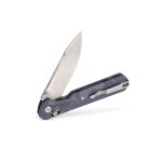 Nóż Składany KNIVESPL The First Black Stonewashed/Satin MagnaCut Blue G10 Crossbar Lock Thumb Stud - obrazek 4