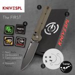 Nóż Składany KNIVESPL The First Black Stonewashed 14C28N OD Green G10 Crossbar Lock Thumb Stud