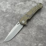 Nóż Składany MK Knives & Tools Ingeni MT 'Scatter 2' | Seria Mid-Tech Po Customizacji | Bead Blasted CPM-S90V Brass/Olive Anodized Titanium Flipper Frame Lock