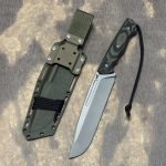 Nóż MK Knives & Tools Crowbar "Fear The Bear" Bead Blasted Elmax Camo Canvas Micarta/Black G10 OD Green Kydex