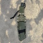 Nóż MK Knives & Tools Crowbar "Fear The Bear" Bead Blasted Elmax Camo Canvas Micarta/Black G10 OD Green Kydex - obrazek 7