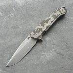 Nóż Składany MK Knives & Tools Ingeni MT 'CAMO 2' | Seria Mid-Tech Po Customizacji | Sand Blasted CPM-S90V Grey/Shadow Brown Anodized Titanium Flipper Frame Lock