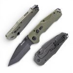 Nóż Składany Real Steel Evolution Ironclad 7912BG Tanto Thumb Stud Frame Lock Blackwash D2 Steel & OD Green G10