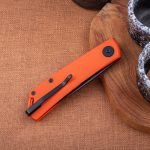 Nóż Składany Real Steel Luna Phantom Flipper 7007OB Liner Lock Blackwash D2 Orange G10 - obrazek 3