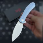 Set Specjalny Trollsky Knives Mandu XL Dark Bead Blast D2 Grey/Blue G10 z Pouchem Chili Pepper Team - obrazek 5