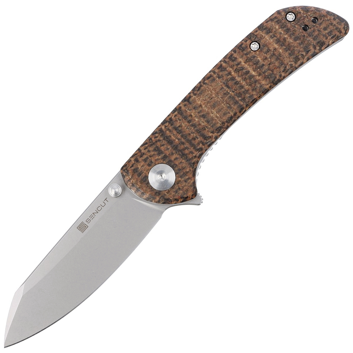 Nóż składany Sencut Fritch Dark Brown Matrix Micarta, Stonewashed 9Cr18MoV (S22014-3)