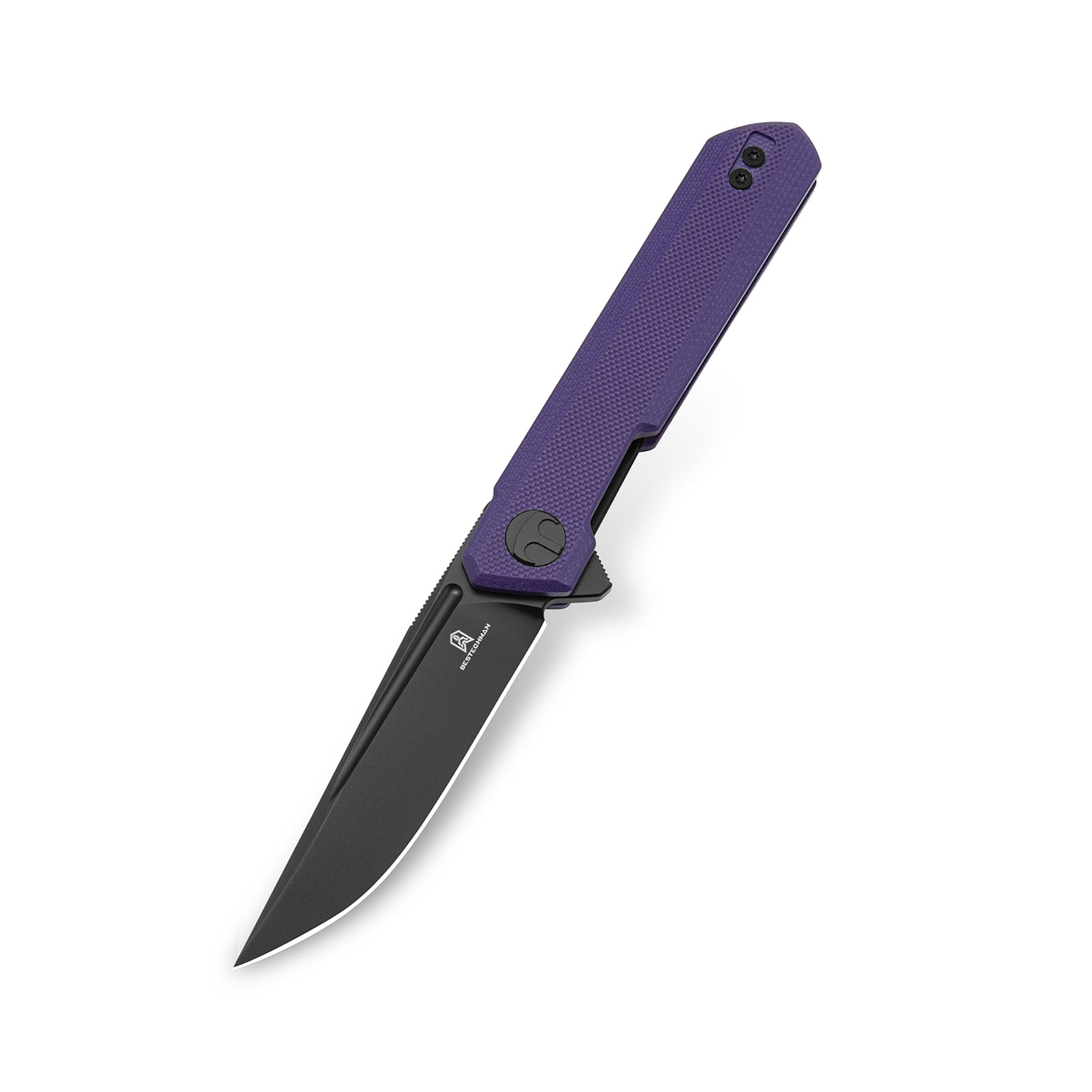 Nóż składany Bestechman Mini Dundee Liner Lock Black DLC D2 Purple G10 by Ostap Hel BMK03J