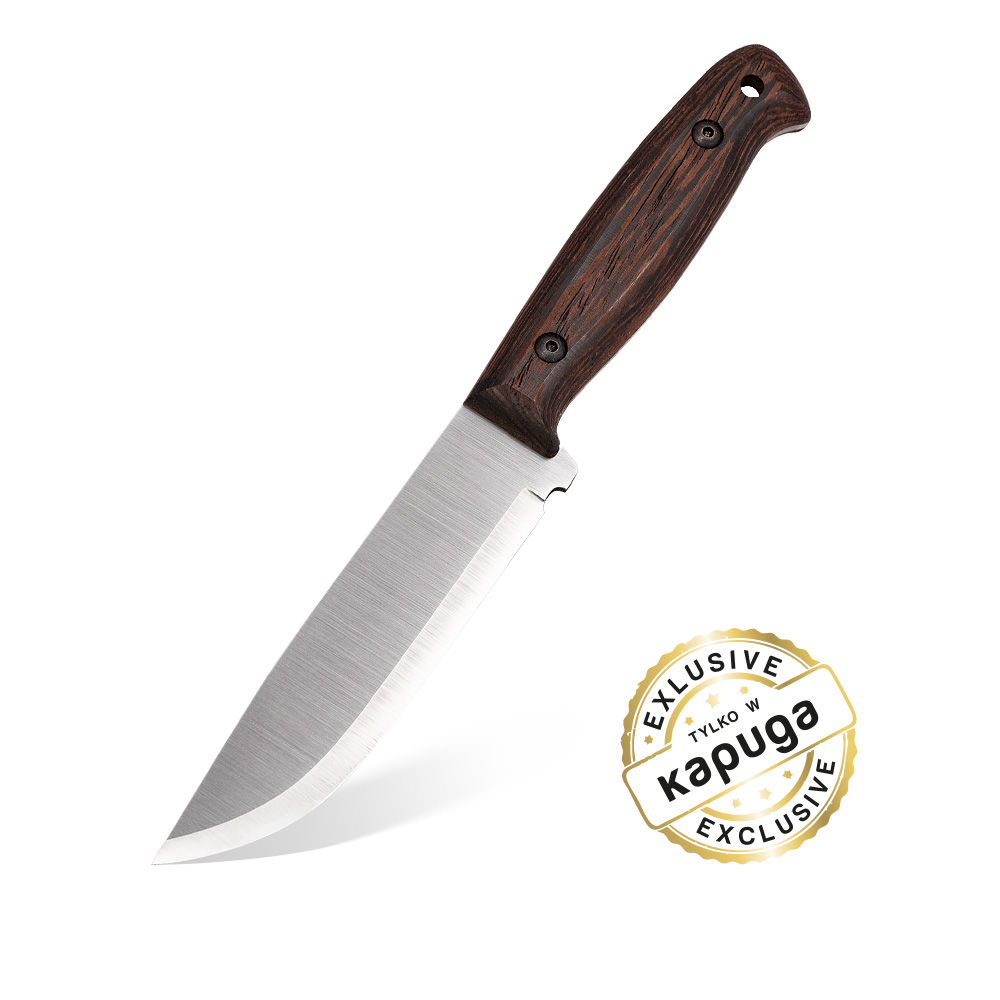 Nóż Wyprawowy BPS Knives Adventurer Vanera z Krzesiwem - Wersja Limitowana | Stal 1066 Drewno Wenge Czarna Skórzana Pochwa