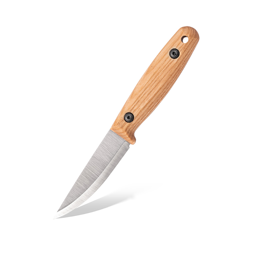 Nóż BPS Knives Finn Lite Stylistyka Puukko Stal Węglowa 1066 Drewno Jesion Brązowa Skórzana Pochwa