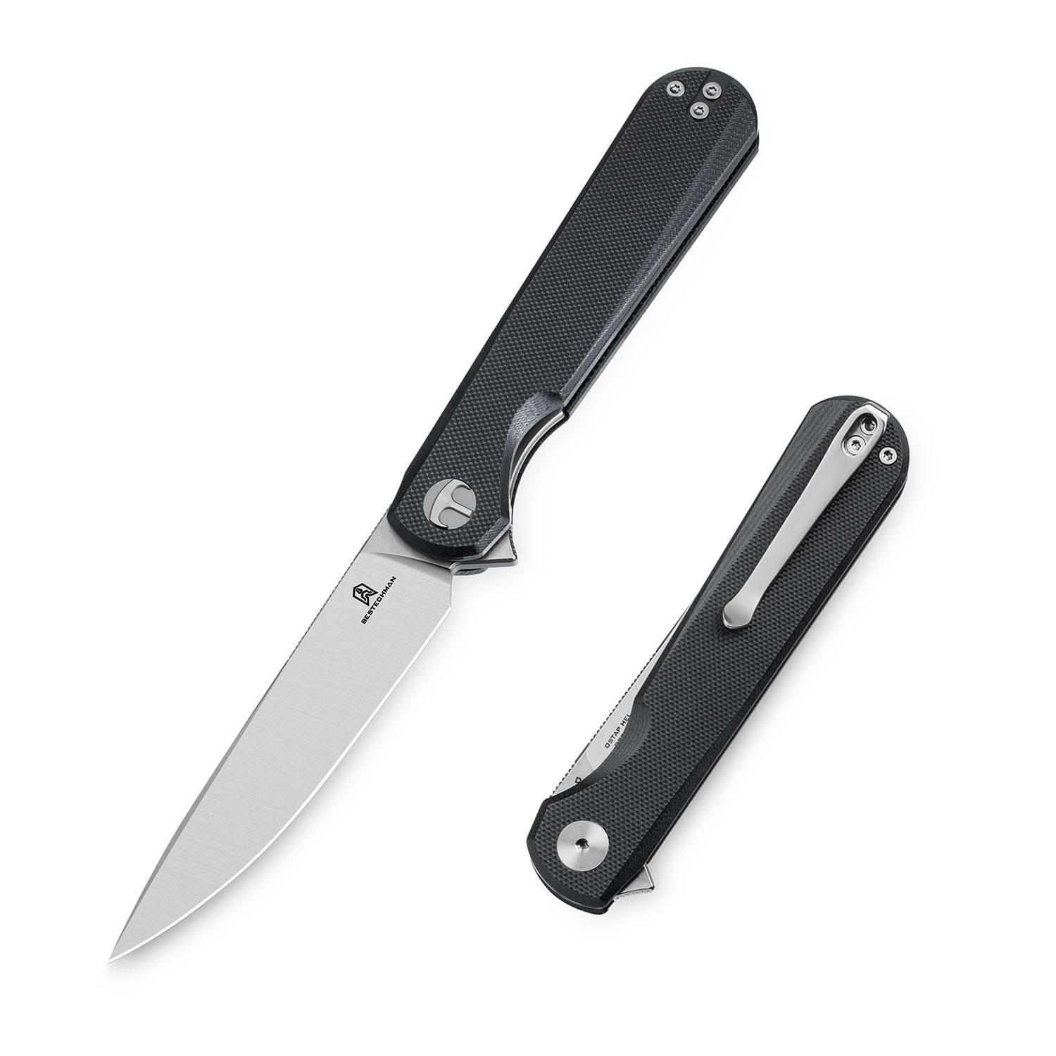Nóż składany Bestechman Flick BMK13A Liner Lock Satin / Stonewash D2 Black G10 by Ostap Hel