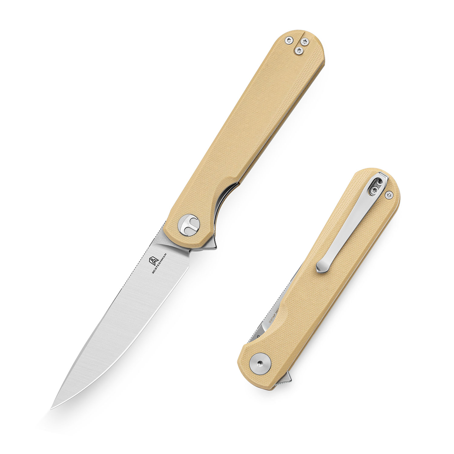 Nóż składany Bestechman Flick BMK13C Liner Lock Satin / Stonewash D2 Khaki G10 by Ostap Hel