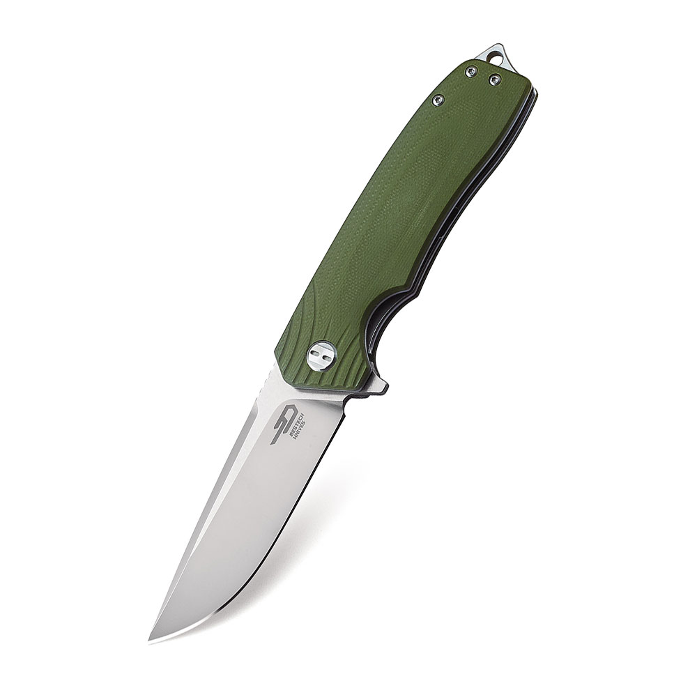 Nóż składany Bestech Lion Liner Lock Stonewash / Satin D2 Green G10 BG01B