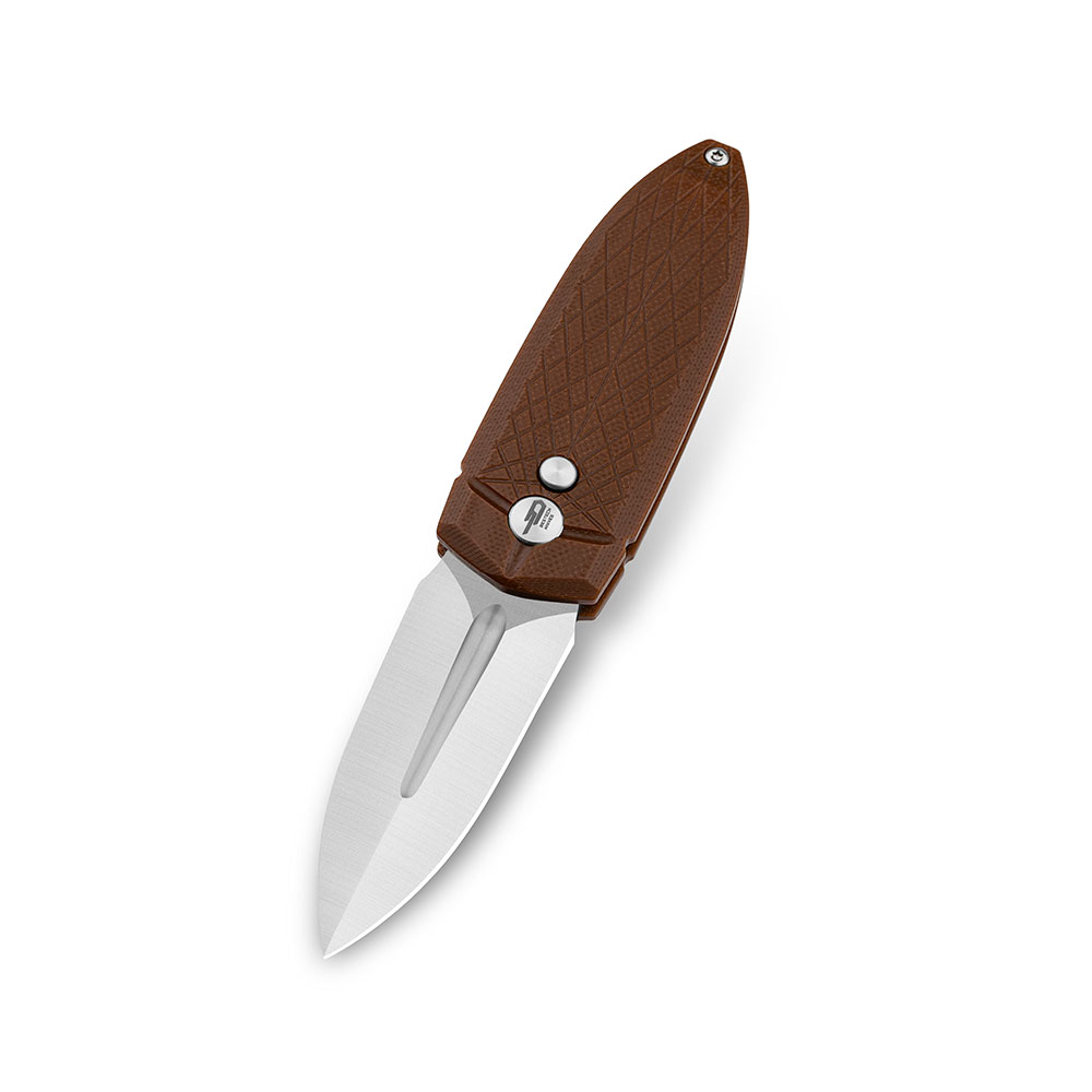 Nóż składany Bestech Ququ Button Lock Black DLC 14C28N Brown G10 by Gogo BG57A-3