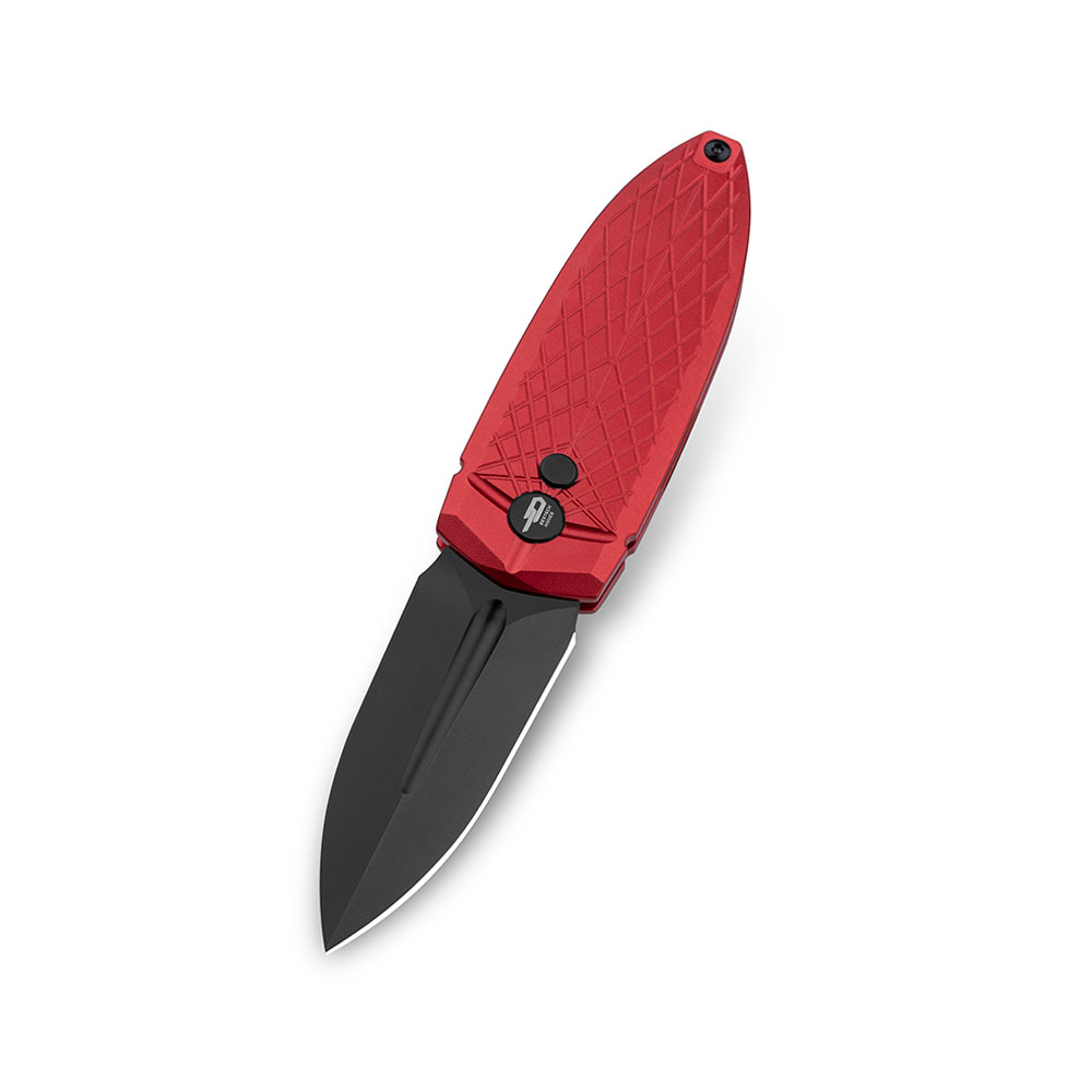 Nóż składany Bestech Ququ Button Lock Black DLC 14C28N Red Aluminium by Gogo BG57B-4