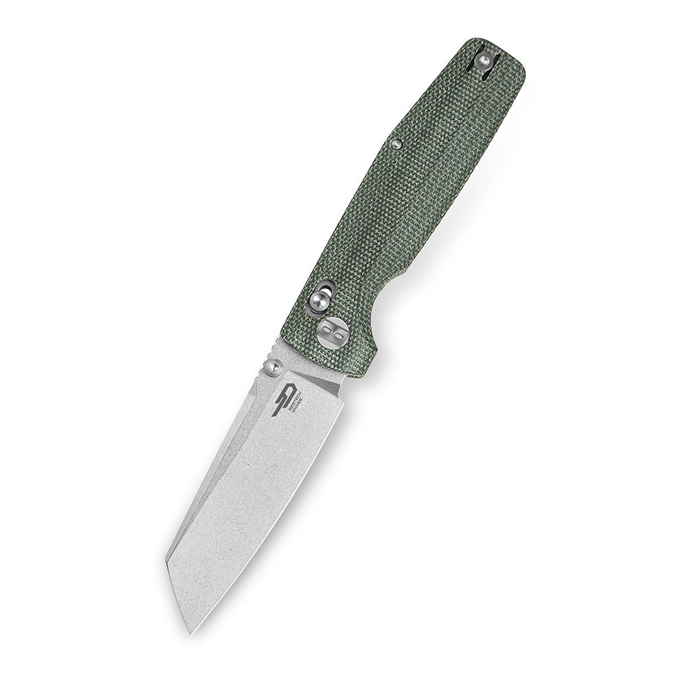 Nóż składany Bestech Slasher Bar Lock Stonewashed D2 Green Micarta BG56B-1