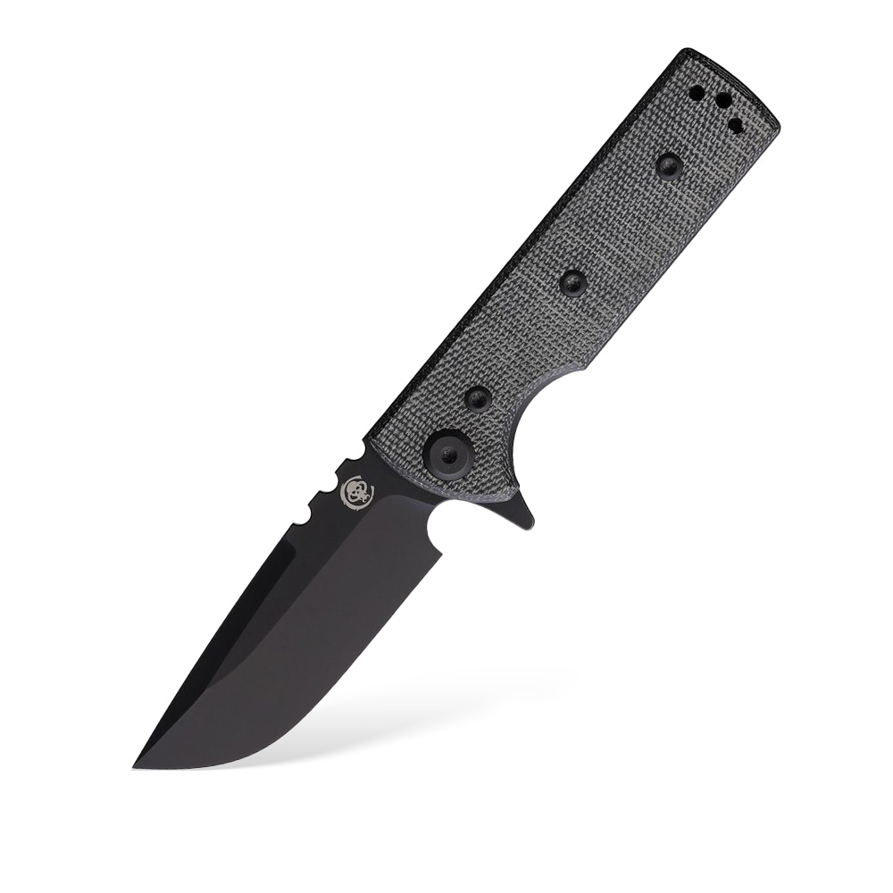 Nóż Składany Chaves Knives TAK Liner Lock Blue Label Line / Drop Point Flipper PVD Elmax Black Canvas Micarta