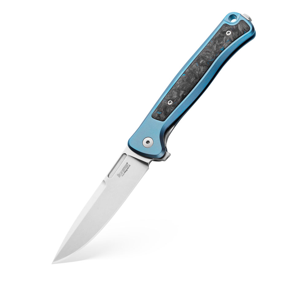 Nóż składany LionSTEEL SKinny SK01 BL Stonewash MagnaCut Blue Titanium Carbon Fiber by Moletta