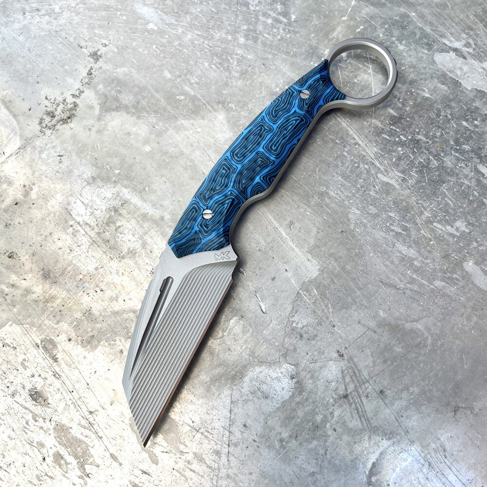 Nóż MK Knives & Tools Claw "Blue Turtle" Glassblasted Elmax Turtle G10 Kydex