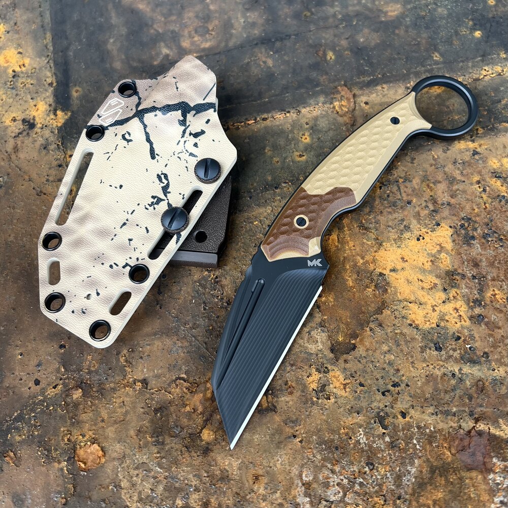 Nóż MK Knives & Tools Claw "FuturePunk" DLC Elmax Coyote/Brown G10 Camo Infused Kydex