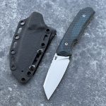 Nóż MK Knives & Tools Flin "Expedition" Glass Blasted M390 2-Tone Black/Navy Blue Canvas Micarta Yellow G10 Liners Black Kydex