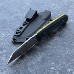 Nóż MK Knives & Tools Flin "Expedition" Glass Blasted M390 2-Tone Black/Navy Blue Canvas Micarta Yellow G10 Liners Black Kydex - obrazek 2