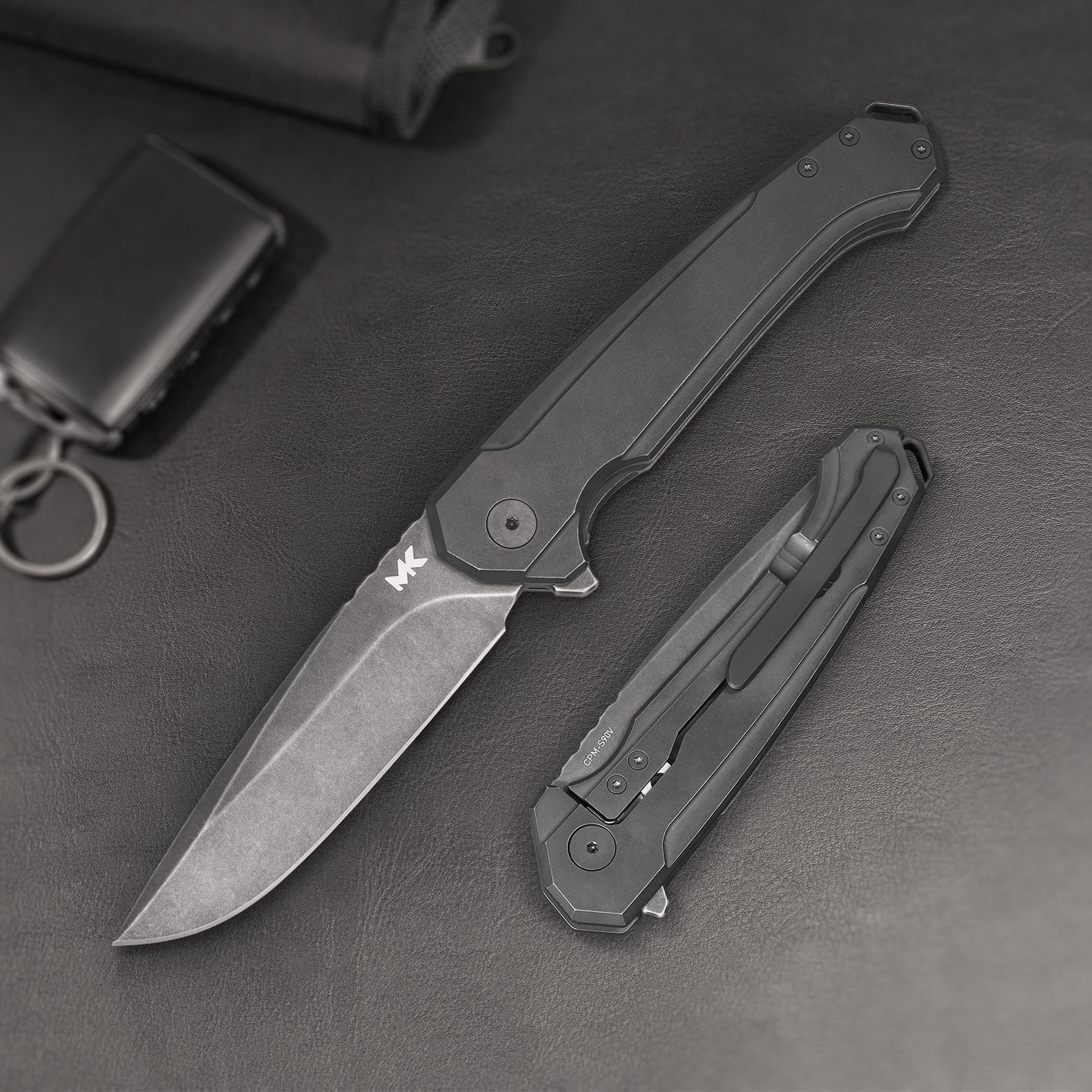 Nóż Składany MK Knives & Tools Ingeni 'Blackout' | PVD Stonewashed CPM-S90V PVD Stonewashed Titanium Flipper Frame Lock