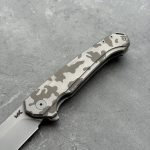 Nóż Składany MK Knives & Tools Ingeni MT 'CAMO 2' | Seria Mid-Tech Po Customizacji | Sand Blasted CPM-S90V Grey/Shadow Brown Anodized Titanium Flipper Frame Lock - obrazek 5