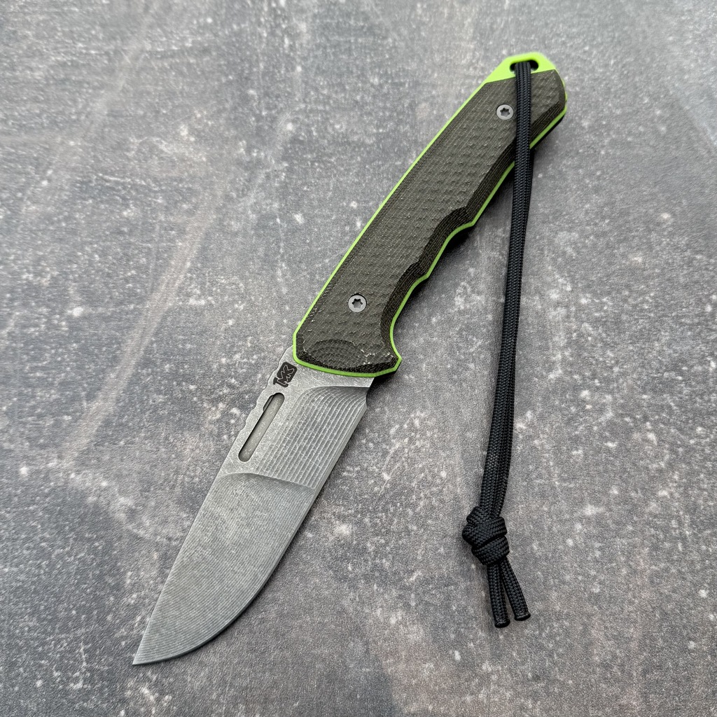 Nóż MK Knives & Tools Venn 'Postapo' 10th Anniversary Logo Stonewash Green Canvas Micarta/Toxic Green G10 OD Green Kydex