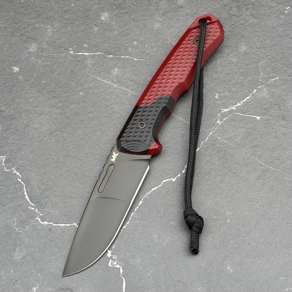 Nóż MK Knives & Tools Venn 'Postapo' DLC Vanadis 23 Ruby Red/Black G10 Black Carbon Holstex