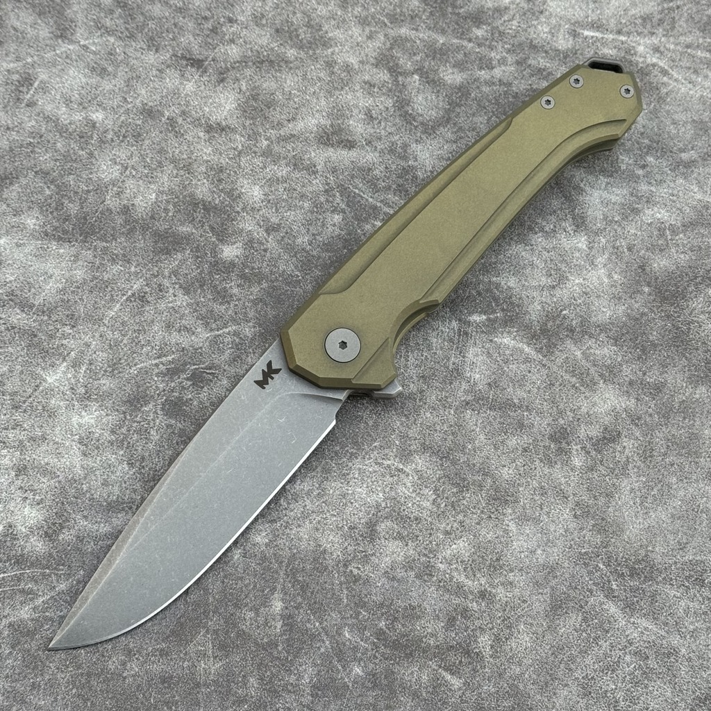 Nóż Składany MK Knives & Tools Ingeni MT 'Brassleaf' | Seria Mid-Tech Po Customizacji | Stonewashed CPM-S90V Brass Titanium Flipper Frame Lock