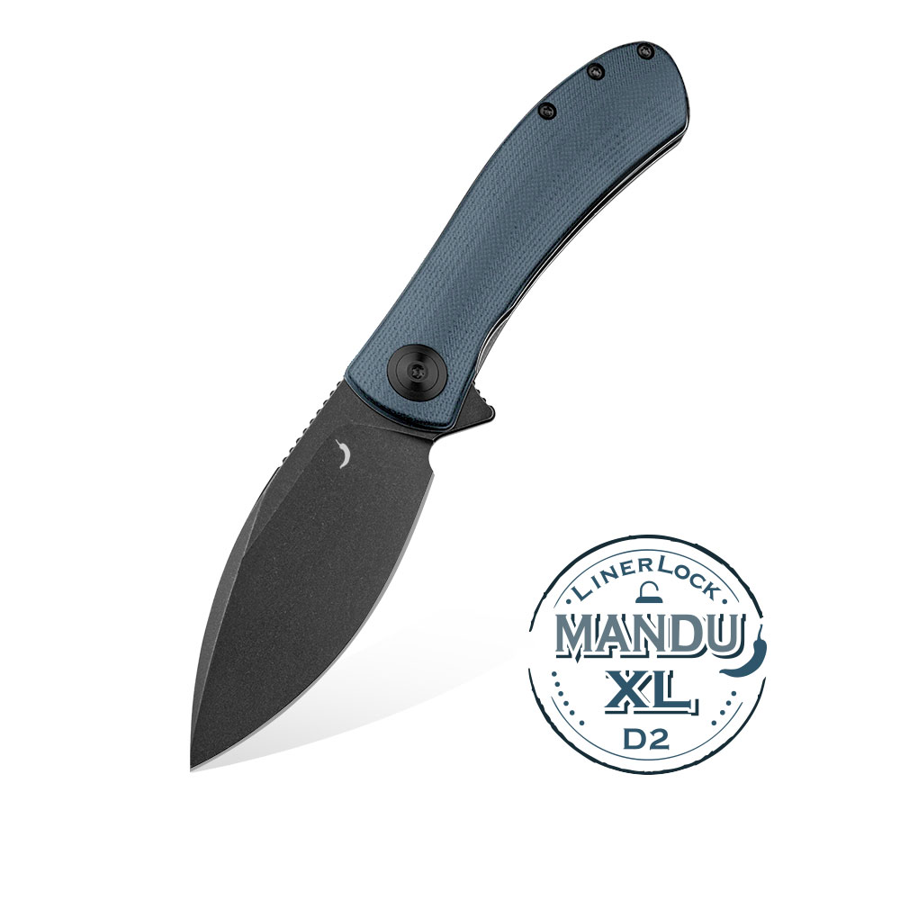 Nóż Składany Trollsky Knives Mandu XL Liner Lock Black Stonewashed D2 Grey G10