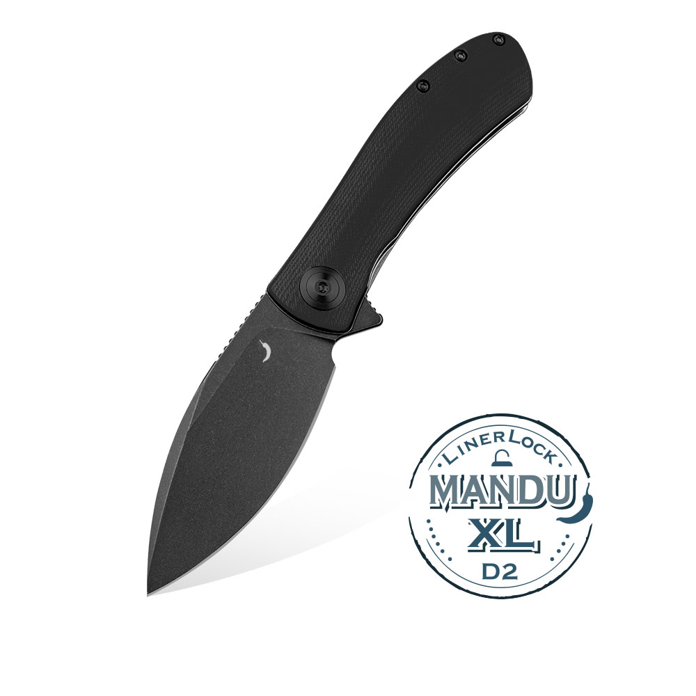 Nóż Składany Trollsky Knives Mandu XL Liner Lock Black Stonewashed D2 Black G10