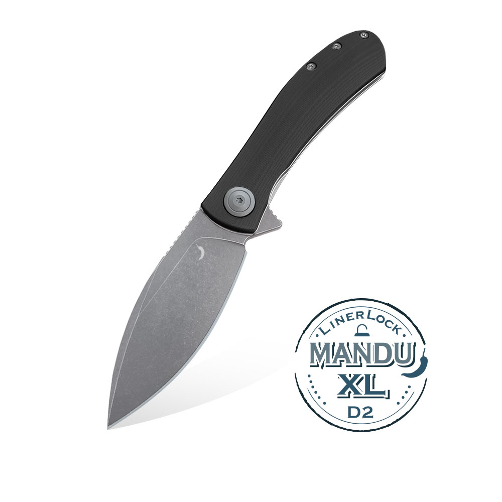 Nóż Składany Trollsky Knives Mandu XL Liner Lock Grey Stonewashed D2 Black G10