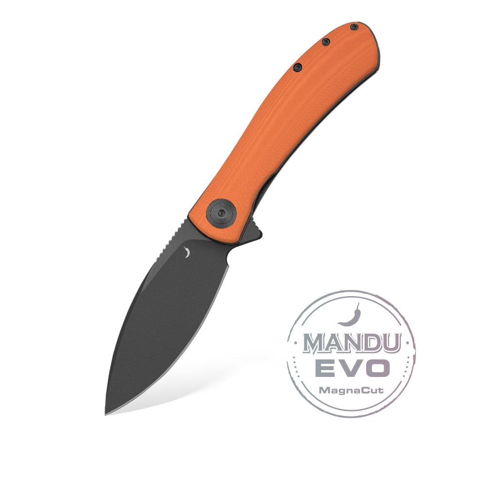 Nóż Składany Trollsky Knives Mandu EVO MTE015 Liner Lock Black Stonewashed MagnaCut Orange G10