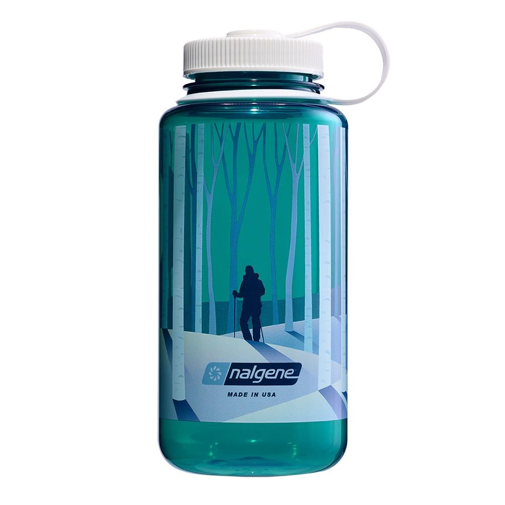 Nalgene_32oz-WM-Trout_Landscape_Forest_01 Butelka Nalgene Wide Mouth Sustain 1000 ml Trout Landscape Forest - Szeroki Wlew - obrazek 1