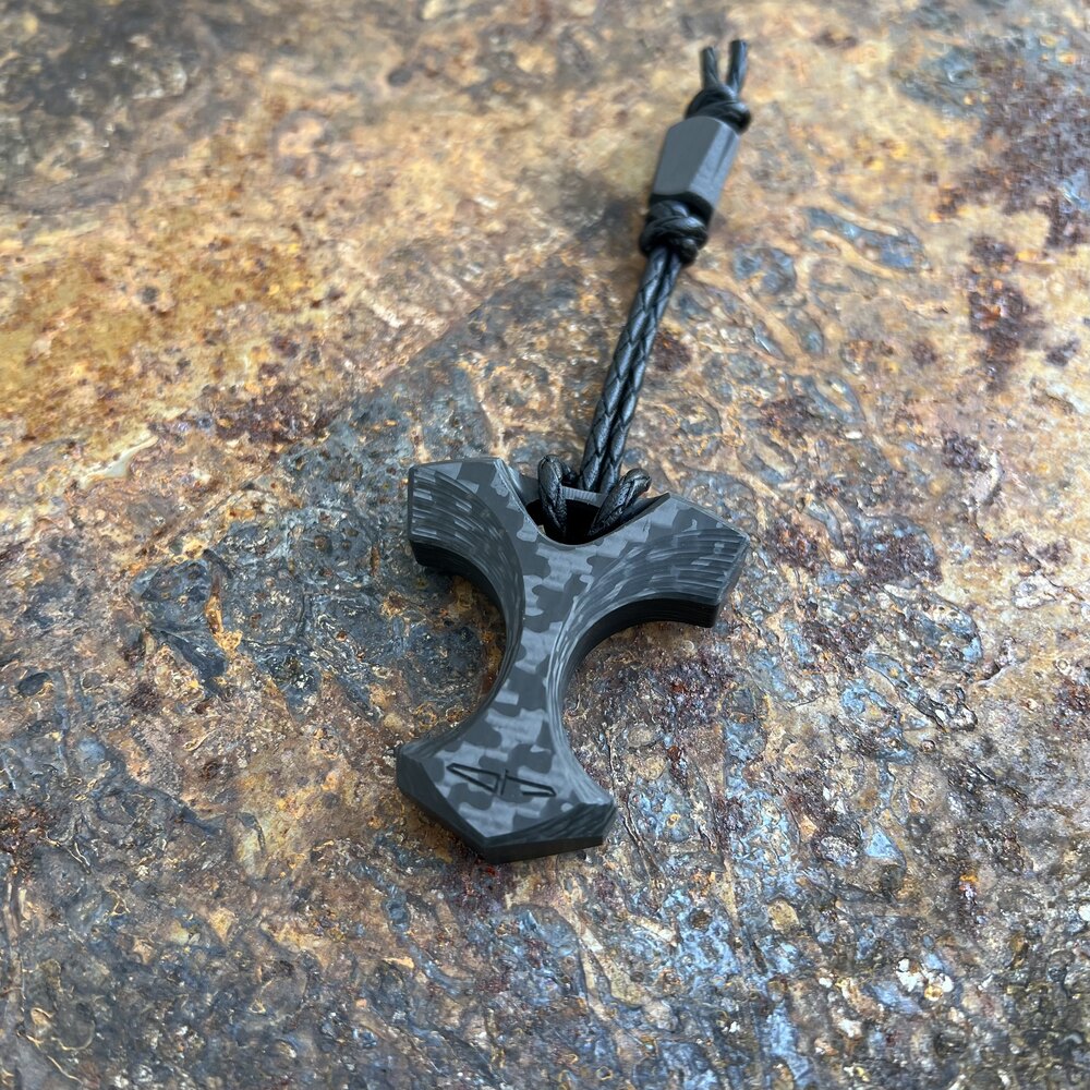 Ostap Hel Knives Mjolnir II Carbon Fiber Regular & Bead EDC Jewelry Pendant | Wisior Zawieszka Ozdoba EDC Worry Stone