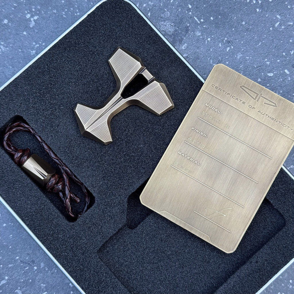 Ostap Hel Knives Mjolnir III Antique Brass Collectors Set | Wisior Zawieszka Ozdoba EDC Bead Worry Stone
