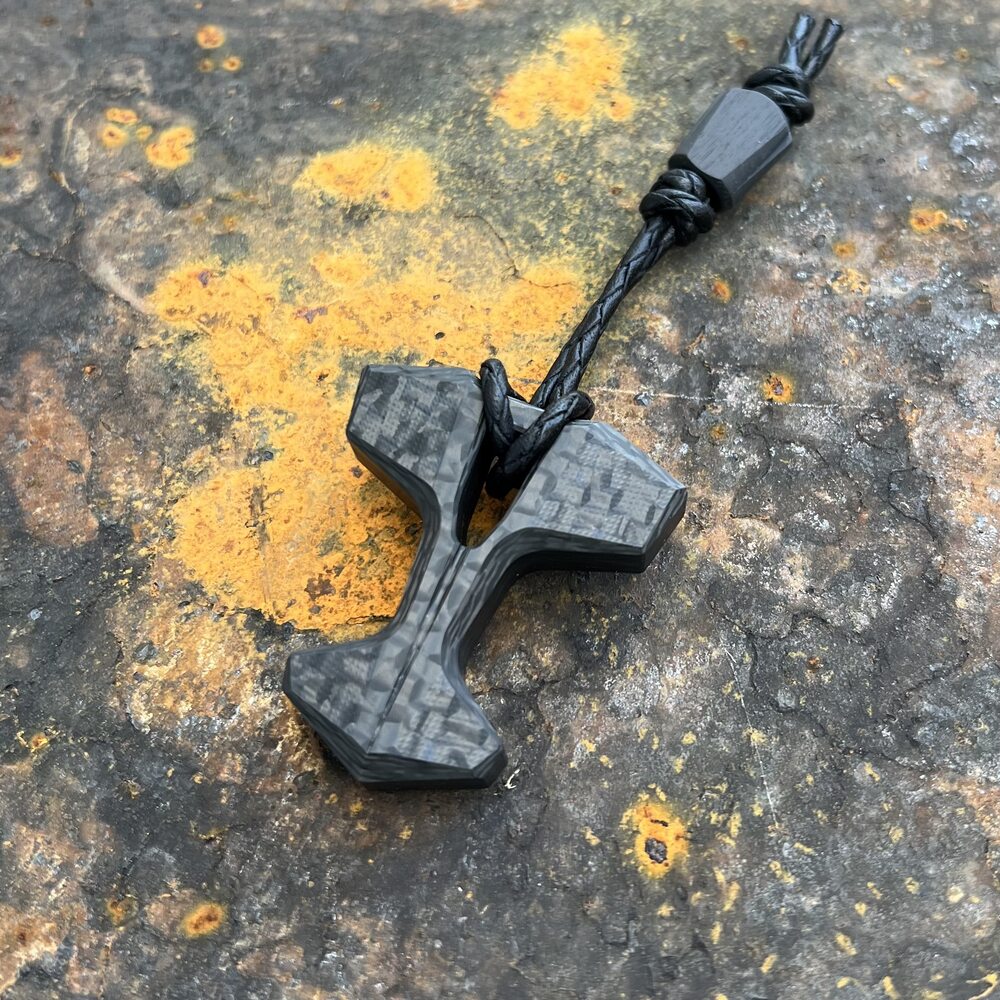 Ostap Hel Knives Mjolnir III Carbon Fiber Regular & Bead EDC Jewelry Pendant | Wisior Zawieszka Ozdoba EDC Worry Stone