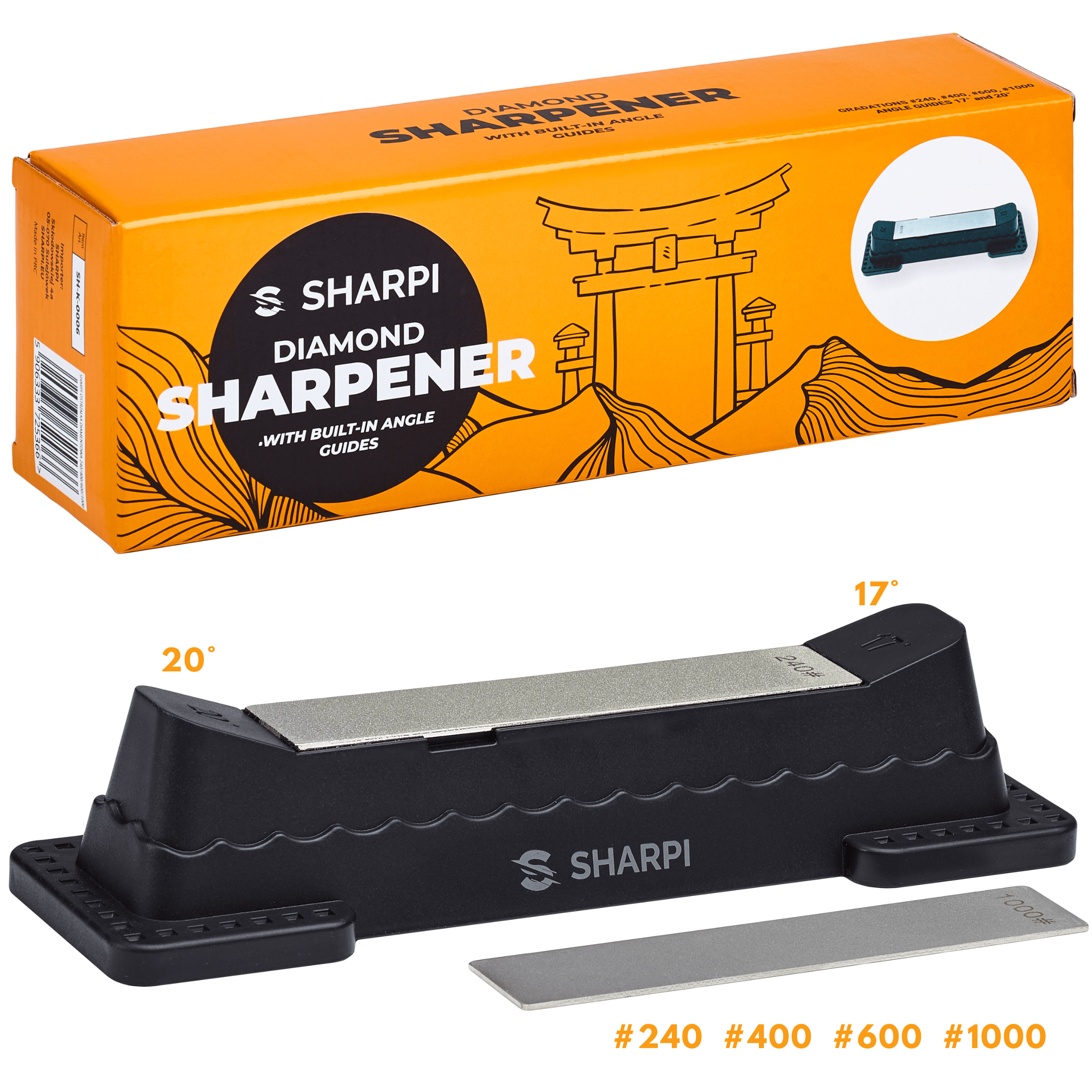 SHARPI Ostrzałka Do Noży Diamentowa 240/400/600/1000 z Prowadnicą Kątową 17° i 20°