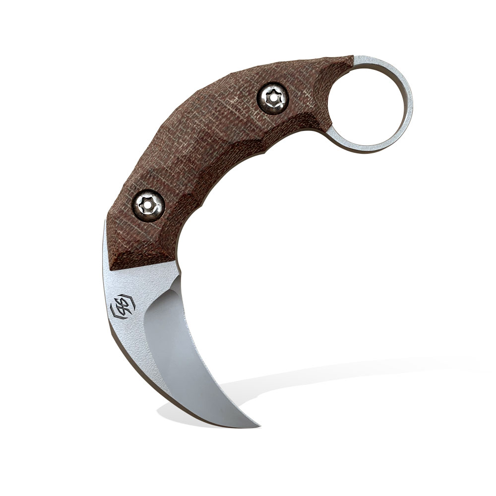 PG Knives - KIWI Elmax Micarta-01 Nóż PG Knives | Piotr Gościniak Kiwi Karambit | Elmax Brown Micarta - obrazek 1