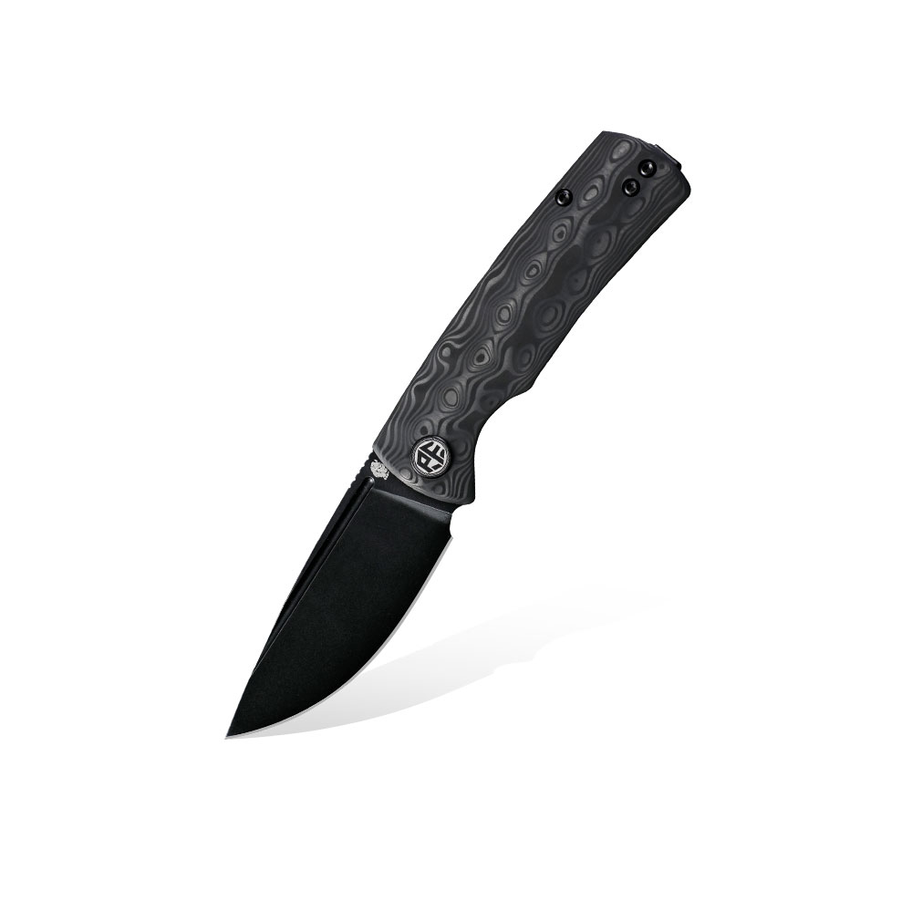 Nóż Składany Petrified Fish Beluga Mini PF-P01X CDW Black Stonewashed 14C28N Carbon Fiber