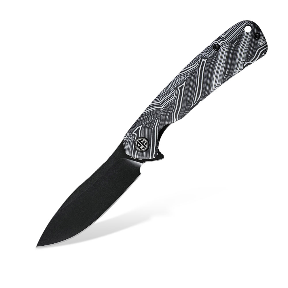 Nóż składany Petrified Fish Rogue PFE14 WDMW Black Stonewashed 154CM White Gmascus G10