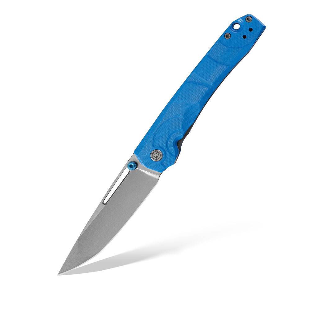 Nóż Składany Petrified Fish Ripple PFP11BW Stonewashed 14C28N Blue G10