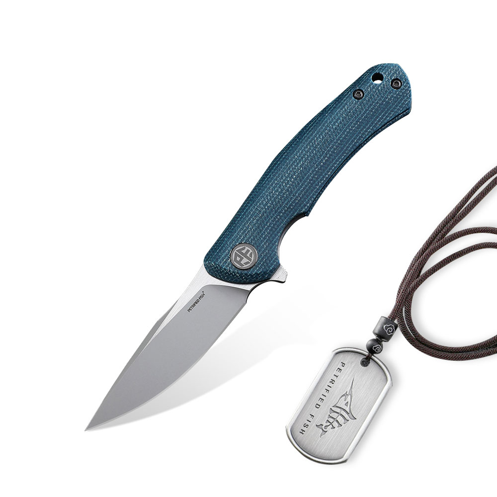 Nóż składany Petrified Fish Warrior X PF-949X BM Blue Micarta