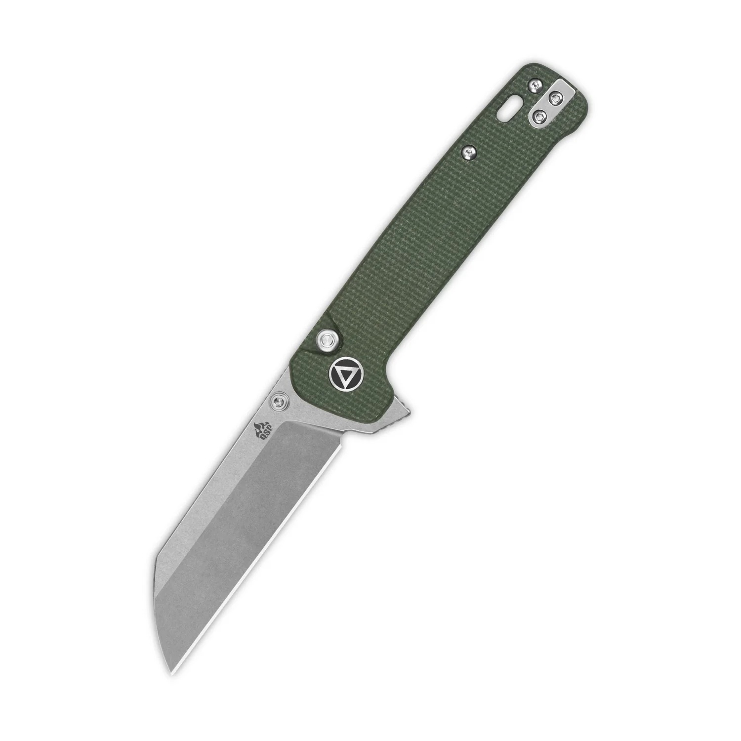 Nóż składany QSP Knife Penguin QS130BL-C1 Button Lock Stonewashed 14C28N Green Micarta