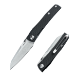 Nóż Składany Real Steel Destra 7221B Phantom Flipper & Thum Disk Liner Lock Satin D2 Black G10