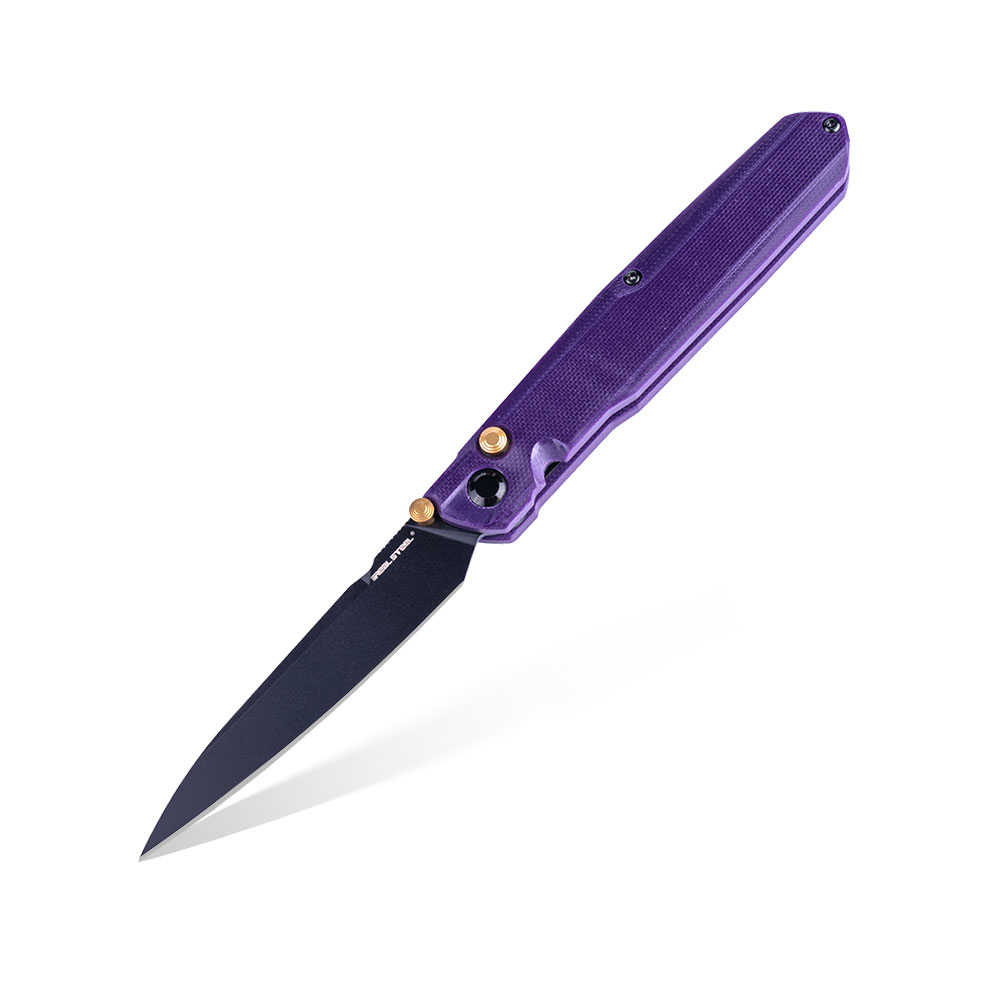 Nóż składany Real Steel G5 Metamorph Button Lock Purple G10 Black Blade by Ostap Hel 7832P