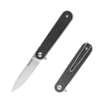 Nóż Składany Real Steel Iris 8061AF Flipper Liner Lock Satin 12C27 Black G10 & CF