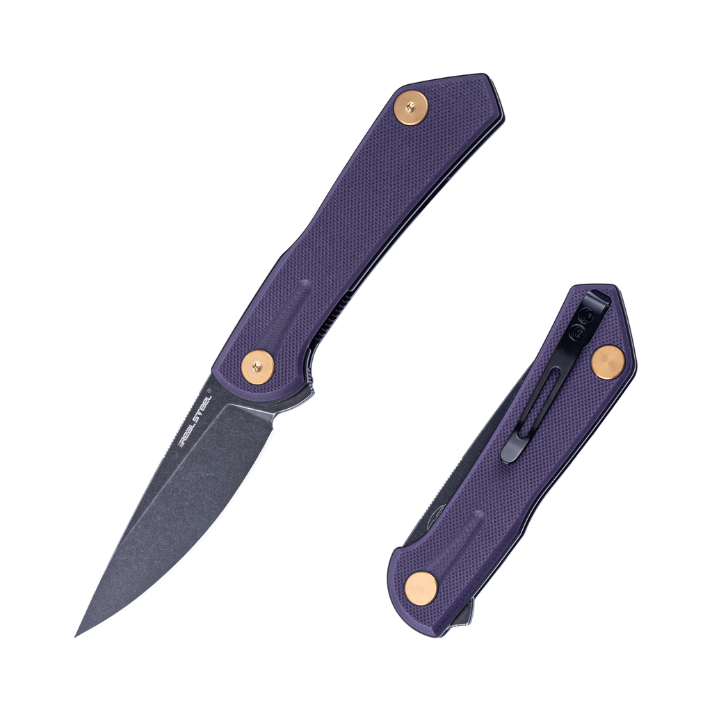 Nóż Składany Real Steel Valore 7091PB Liner Lock Flipper Blackwash Nitro-V Purple G10 by Poltergeist Works
